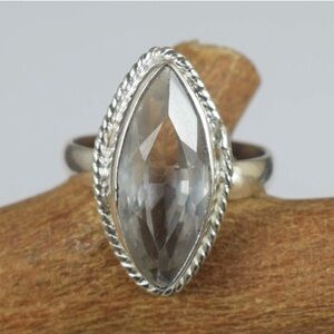 CERTIFIED NATURAL 17.00 CT White Sapphire Marquis Cut 925 Sterling Silver Ring